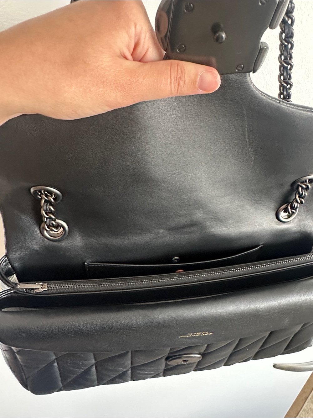 Coach Large Tabby Black Quilted Shoulder Bag with Chain Strap - Picture 4 of 6